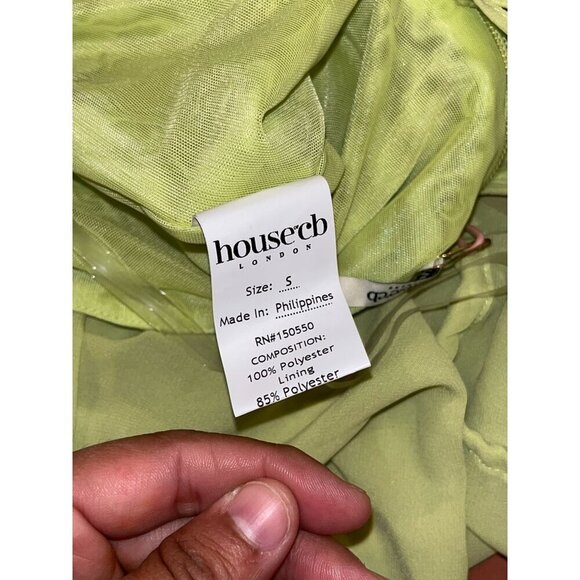 NWT House Of CB  Baby lime chiffon halter mini dress - Picture 9 of 9